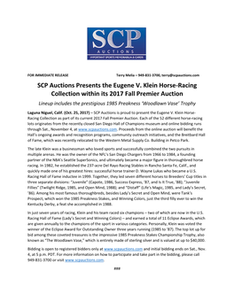 SCP Auctions Presents Valuable Gene Klein Horse-Racing