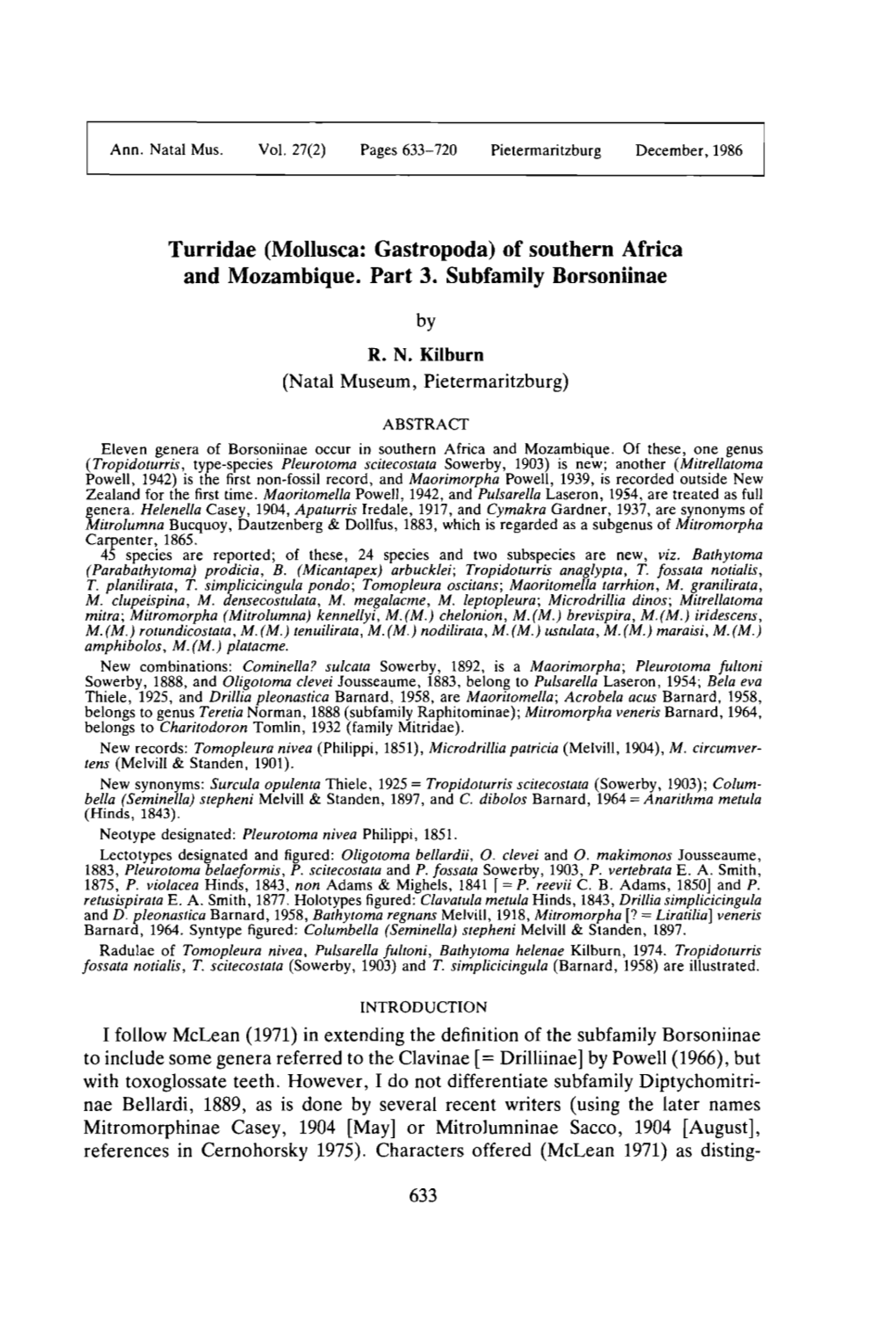 Turridae (Mollusca: Gastropoda) of Southern Africa and Mozambique