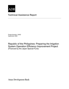 Republic of the Philippines: Preparing the Irrigation System Operation Efficiency Improvement Project (Financed by the Japan Special Fund)