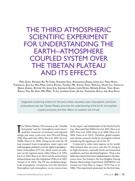 The Third Atmospheric Scientific Experiment for Understanding the Earth –Atmosphere Coupled System Over the Tibetan Plateau and Its Effects