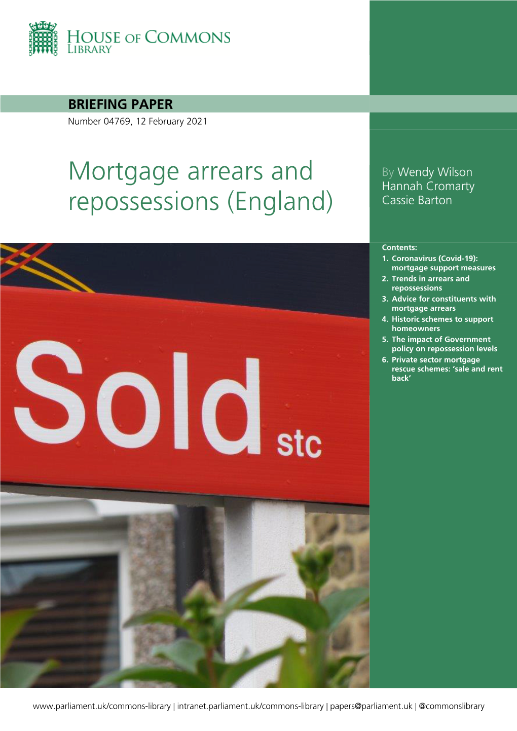 Mortgage Arrears and Repossessions (England)