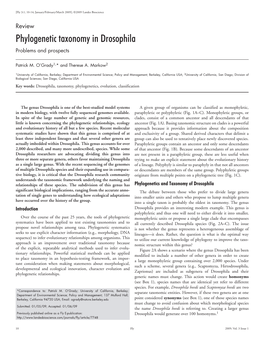 Phylogenetic Taxonomy in Drosophila Problems and Prospects