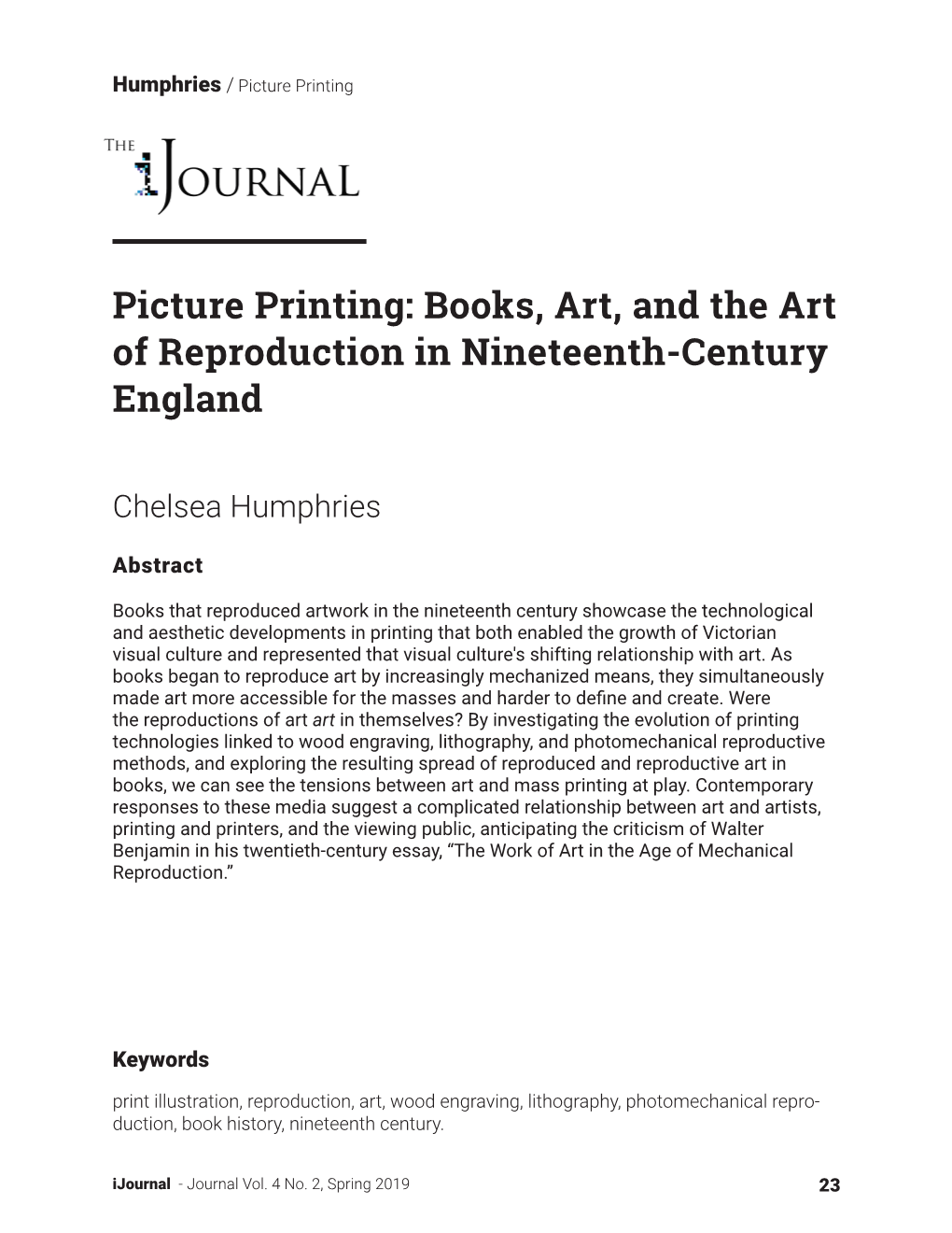 Picture Printing: Books, Art, and the Art of Reproduction in Nineteenth-Century England