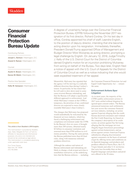 Consumer Financial Protection Bureau Update