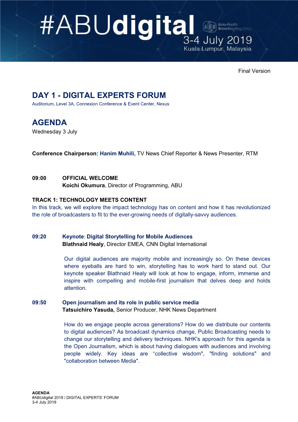 Digital Experts Forum Agenda