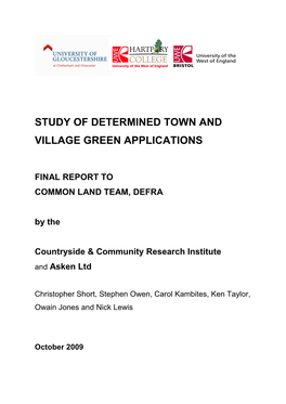 Study of Determined Town and Village Green Applications