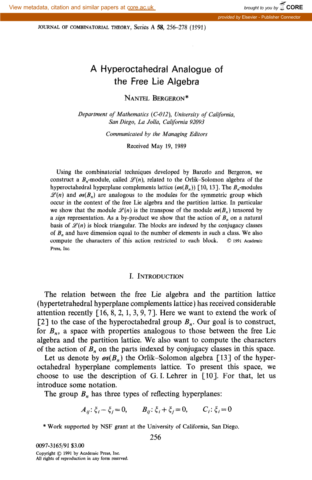 A Hyperoctahedral Analogue of the Free Lie Algebra