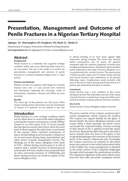 Presentation, Management and Outcome of Penile Fractures in a Nigerian Tertiary Hospital