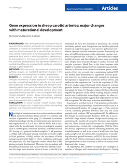 Gene Expression in Sheep Carotid Arteries: Major Changes with Maturational Development