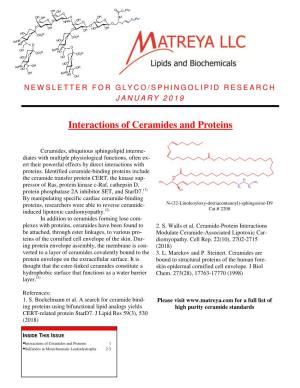 Interactions of Ceramides and Proteins