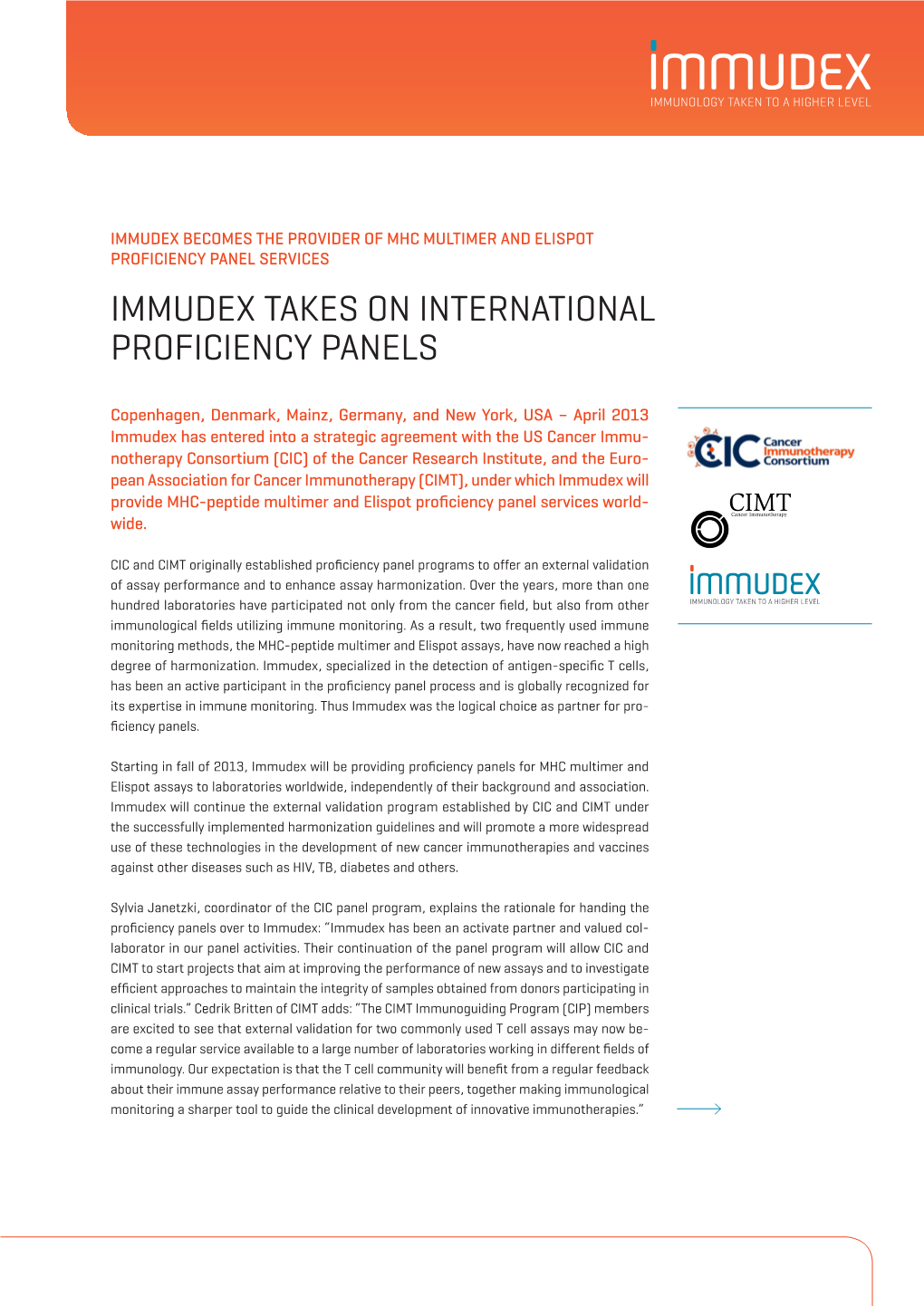 Immudex Takes on International Proficiency Panels