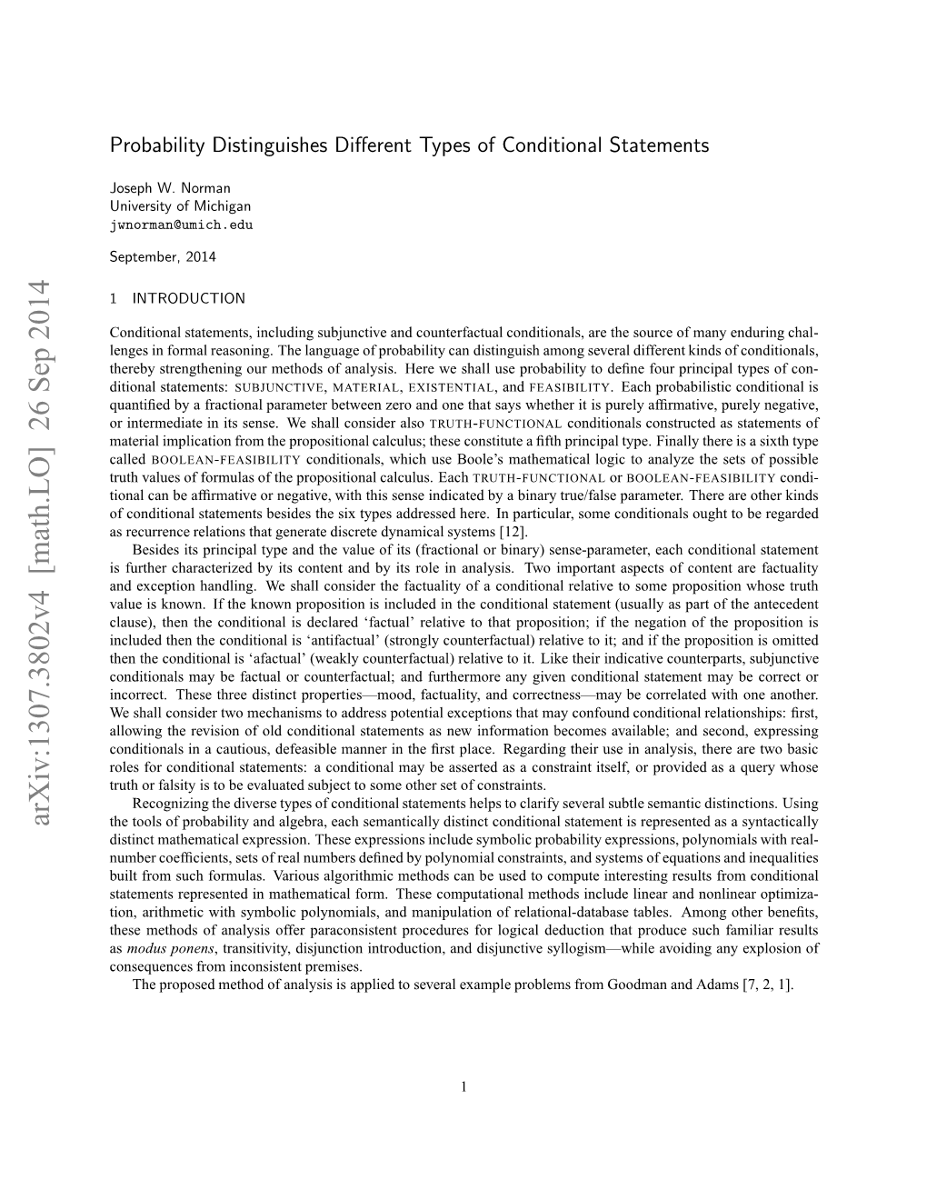 Probability Distinguishes Different Types of Conditional Statements