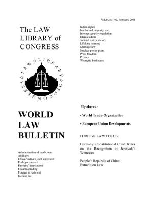 World Law Bulletin, February 2001