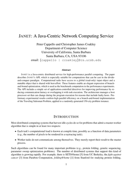 A Java-Centric Network Computing Service