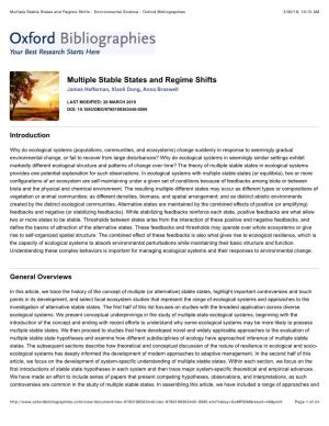 Multiple Stable States and Regime Shifts - Environmental Science - Oxford Bibliographies 3/30/18, 10:15 AM