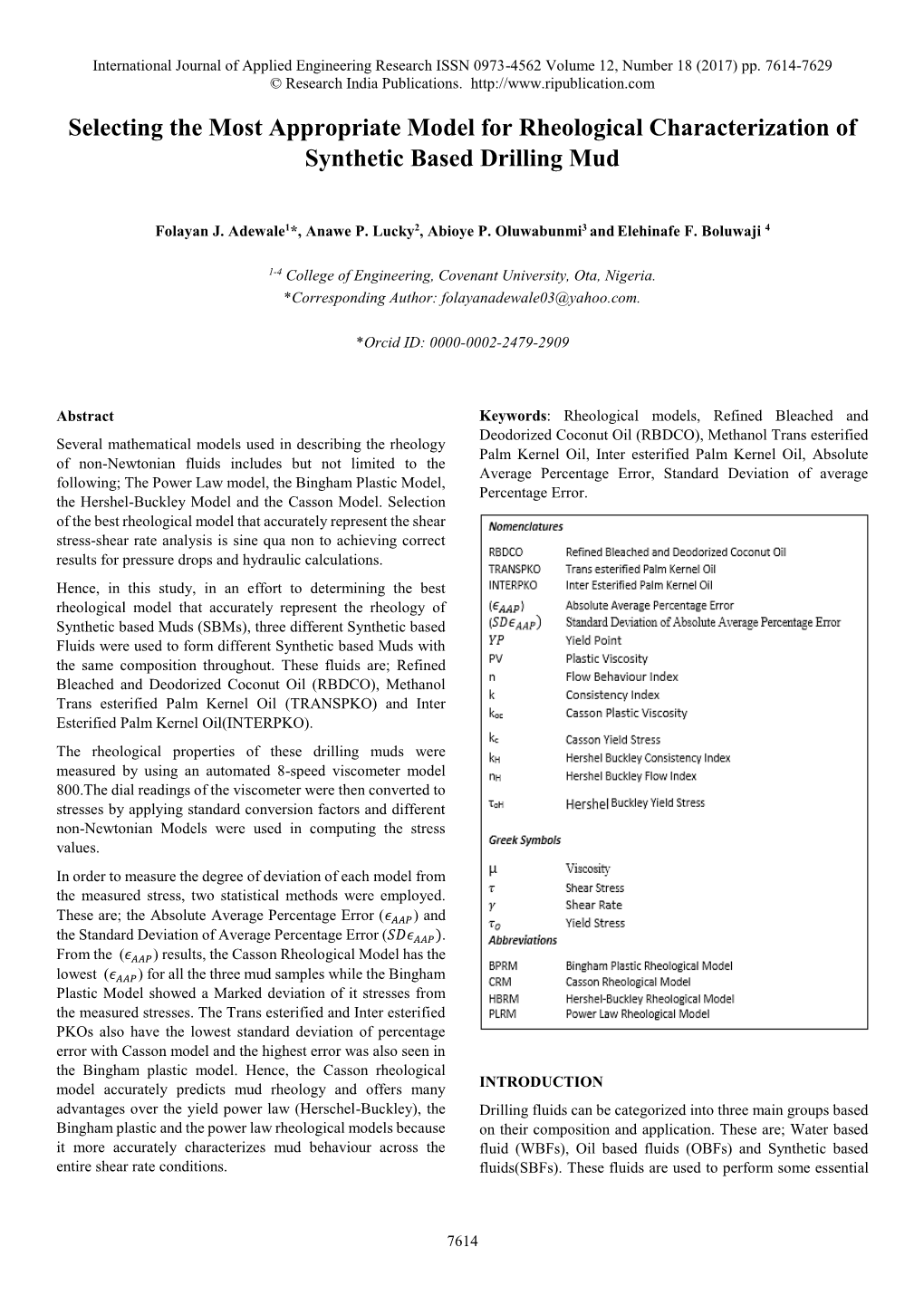 Selecting the Most Appropriate Model for Rheological Characterization of Synthetic Based Drilling Mud