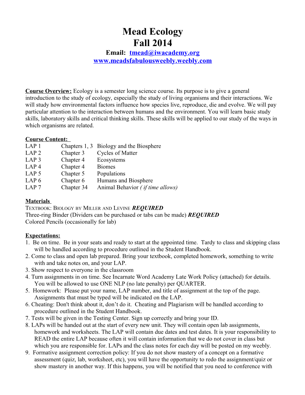 LAP 1 Chapters 1, 3 Biology and the Biosphere