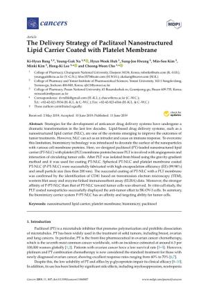 The Delivery Strategy of Paclitaxel Nanostructured Lipid Carrier Coated with Platelet Membrane