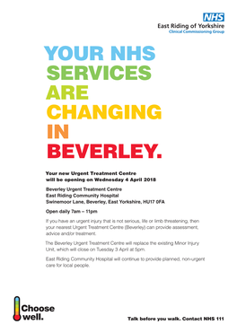 Your Nhs Services Are Changing in Beverley