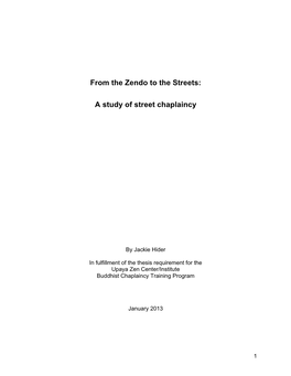 From the Zendo to the Streets: a Study of Street Chaplaincy