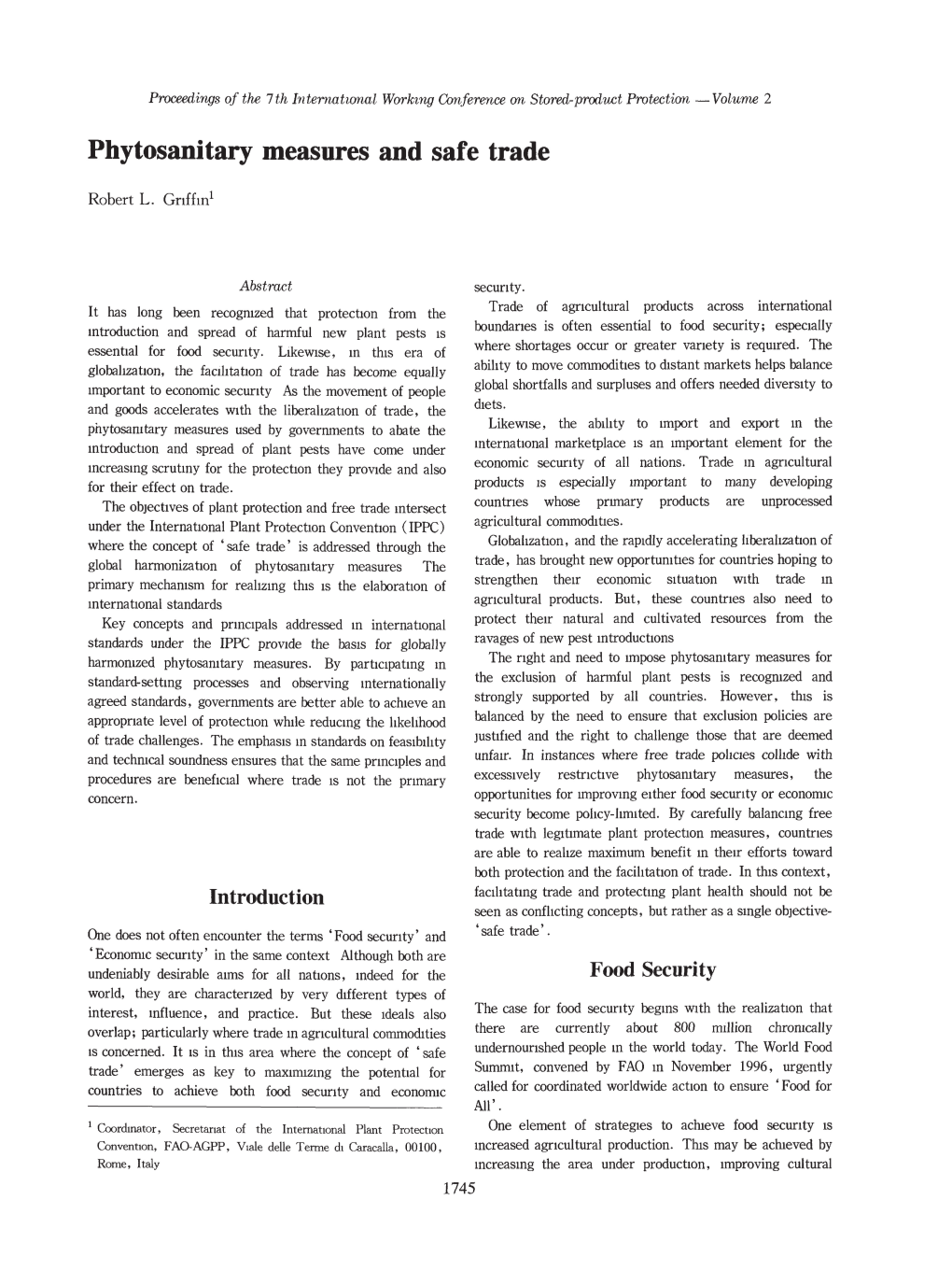 Phytosanitary Measnres and Safe Trade