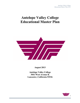 Antelope Valley College Educational Master Plan 2013