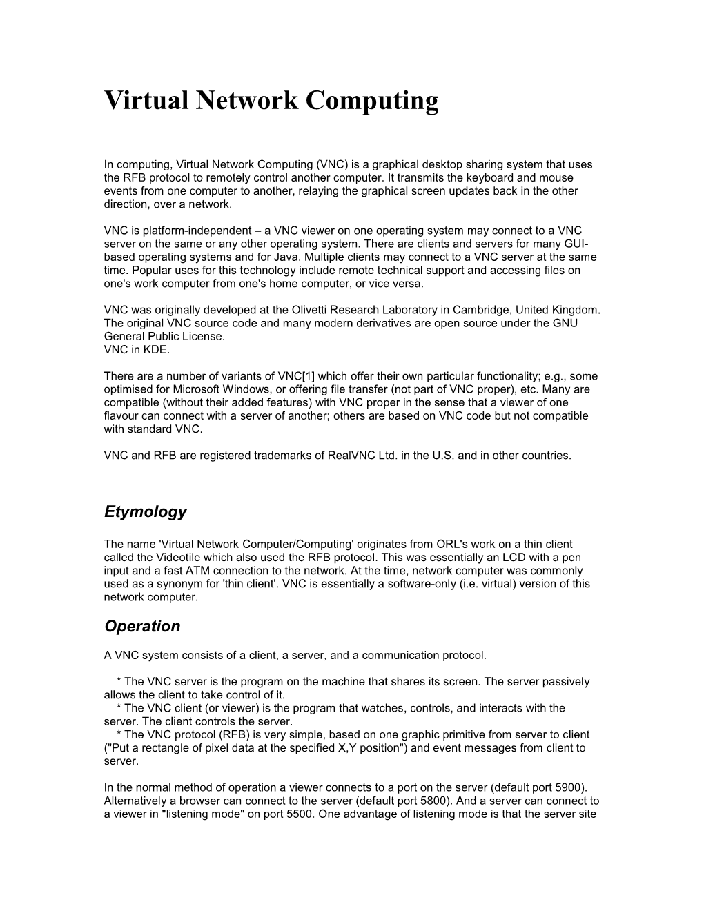 Virtual Network Computing