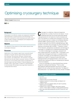 Optimising Cryosurgery Technique