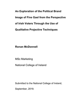An Exploration of the Political Brand Image of Fine Gael from the Perspective of Irish Voters Through the Use of Qualitative Projective Techniques