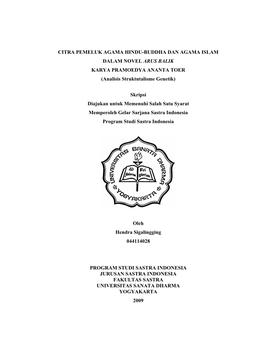 CITRA PEMELUK AGAMA HINDU-BUDDHA DAN AGAMA ISLAM DALAM NOVEL ARUS BALIK KARYA PRAMOEDYA ANANTA TOER (Analisis Struktutalisme Genetik)