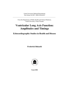 Ventricular Long Axis Function: Amplitudes and Timings