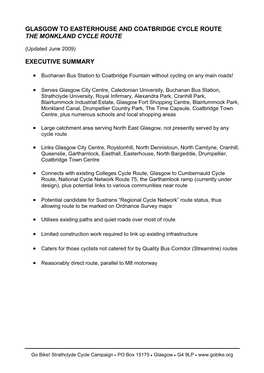 Glasgow to Easterhouse and Coatbridge Cycle Route the Monkland Cycle Route