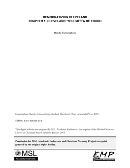 Cleveland Chapter 1: Cleveland: You Gotta Be Tough