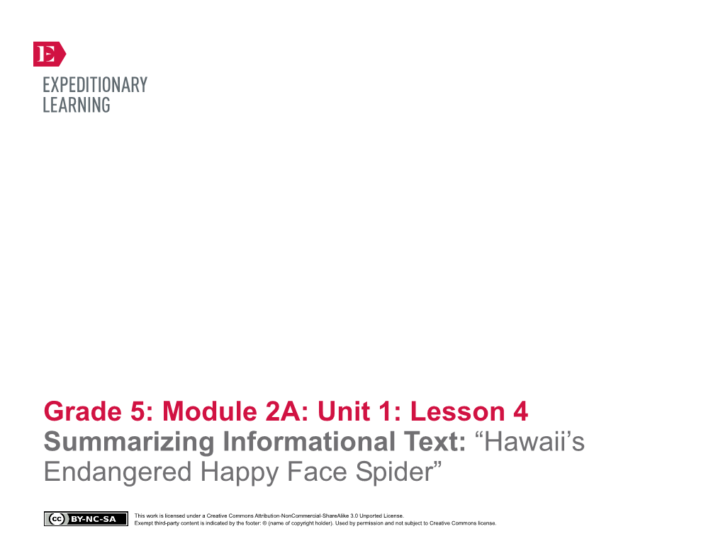 Engageny Curriculum: ELA, Grade 5, Module 2A, Unit 1, Lesson 4