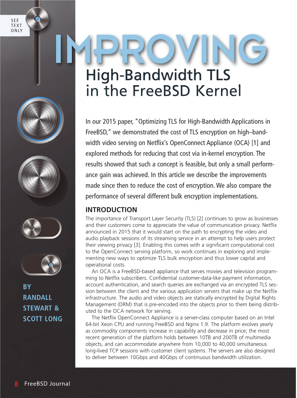 Improving High Bandwidth TLS in the Freebsd Kernel