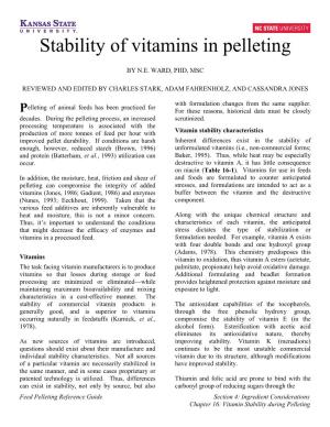 Stability of Vitamins in Pelleting