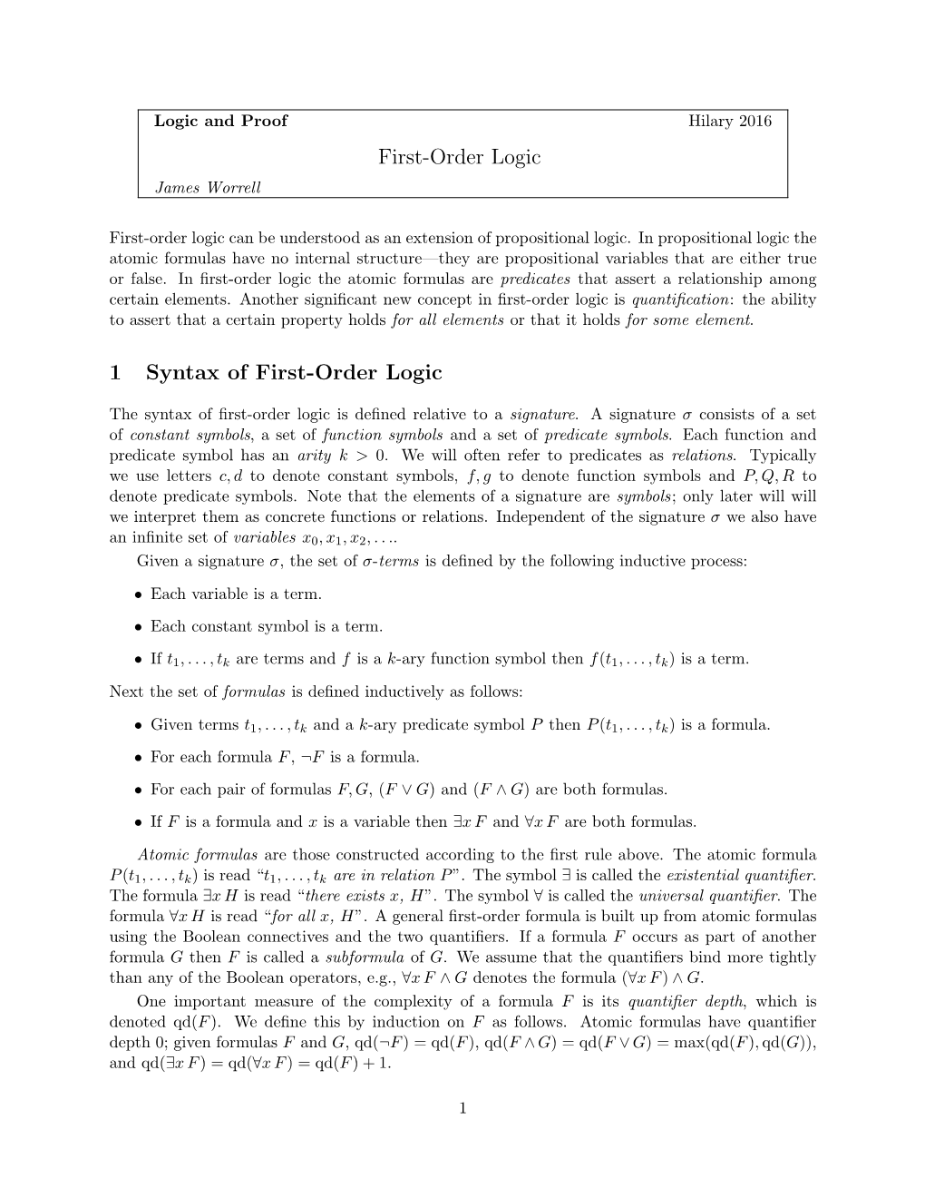 First-Order Logic James Worrell