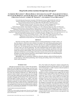 Deep Earth Carbon Reactions Through Time and Spacek