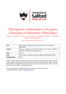 Phylogenetic Relationships in the Genus Cheracebus (Callicebinae