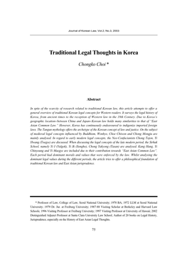 Traditional Legal Thoughts in Korea