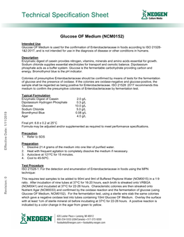 Glucose of Medium (NCM0152) Technical Specification Sheet