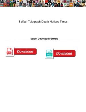 Belfast Telegraph Death Notices Times