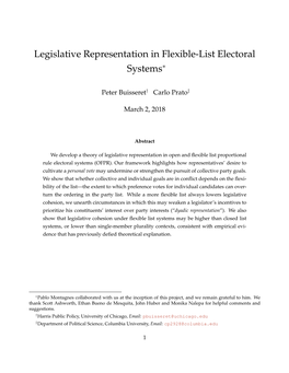 Legislative Representation in Flexible-List Electoral Systems∗