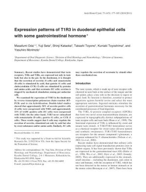 Expression Patterns of T1R3 in Duodenal Epithelial Cells with Some Gastrointestinal Hormone＊