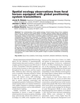 Spatial Ecology Observations from Feral Horses Equipped with Global Positioning System Transmitters Jˊˌ˘ˋ D