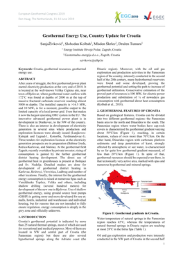 Geothermal Energy Use, Country Update for Croatia