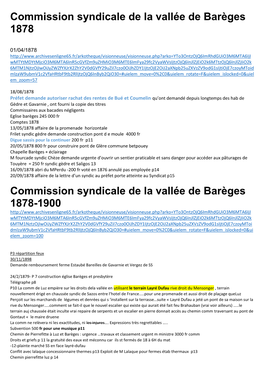 Commission Syndicale De La Vallée De Barèges 1878 Commission
