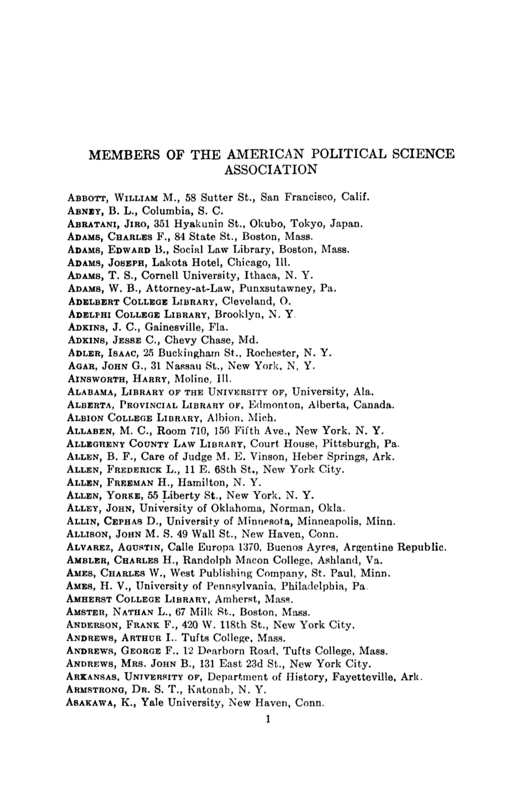 Members of the American Political Science Association