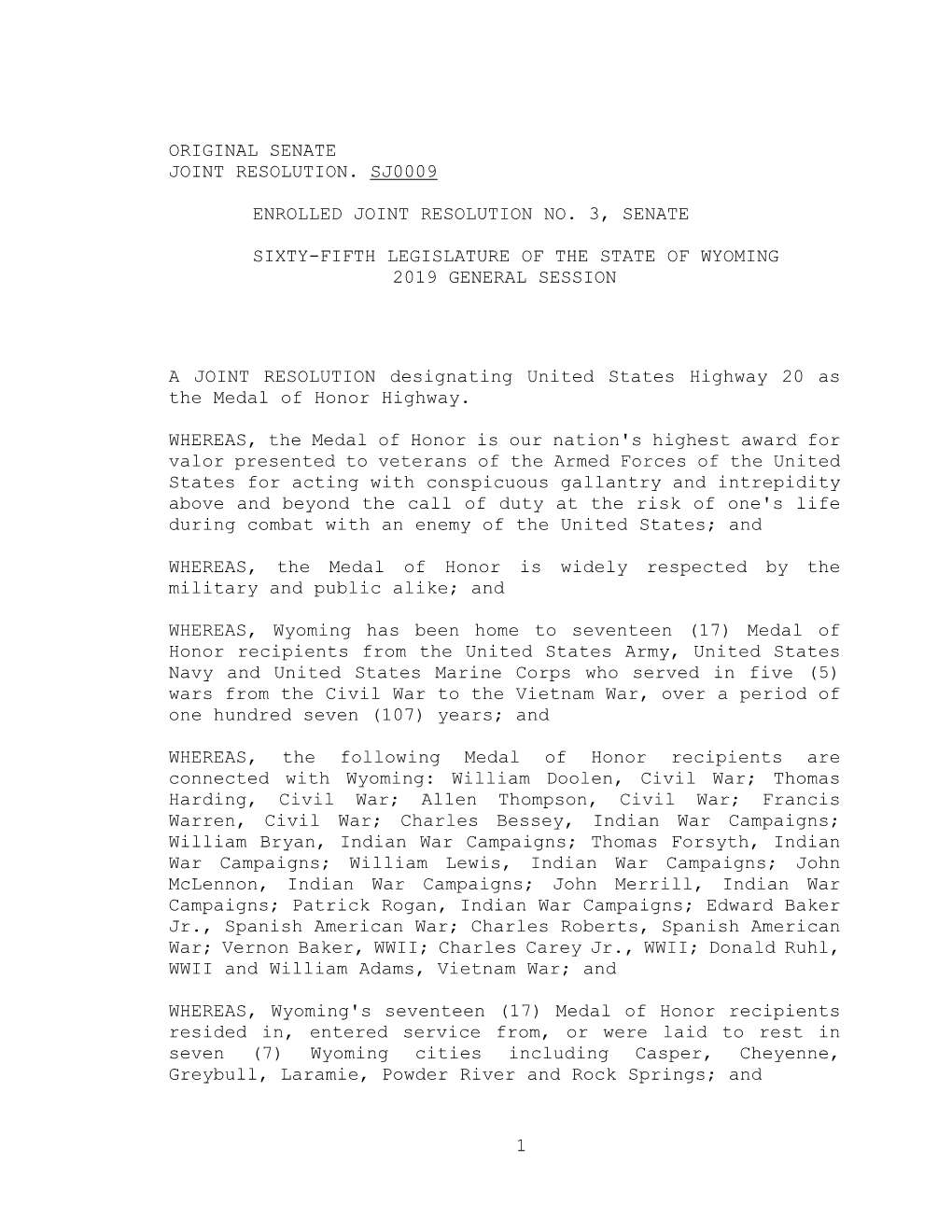 Original Senate Joint Resolution. Sj0009 Enrolled