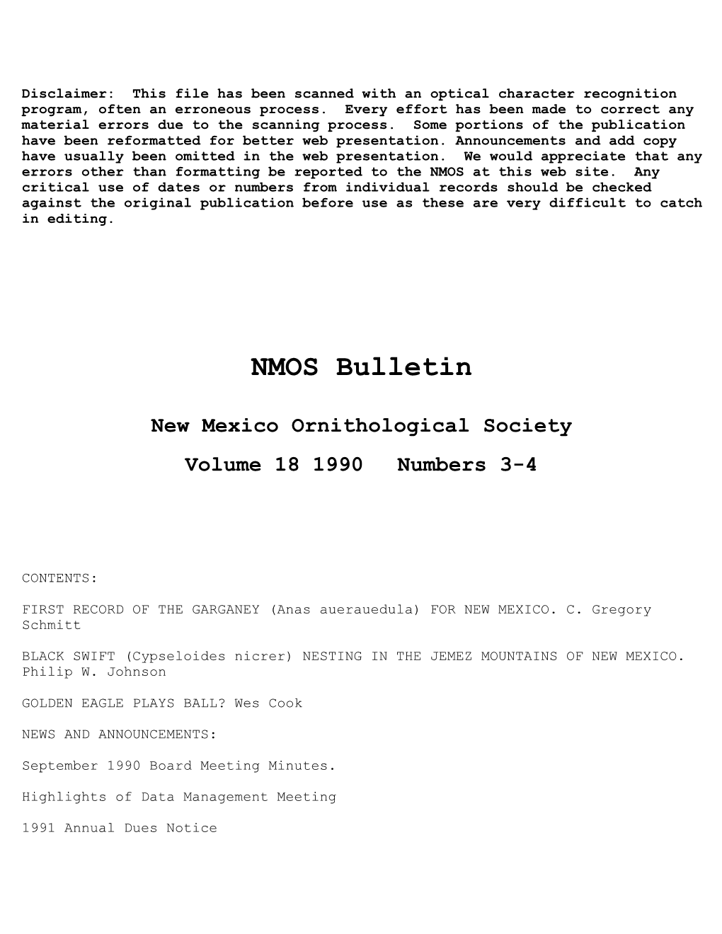 NMOS Bulletin